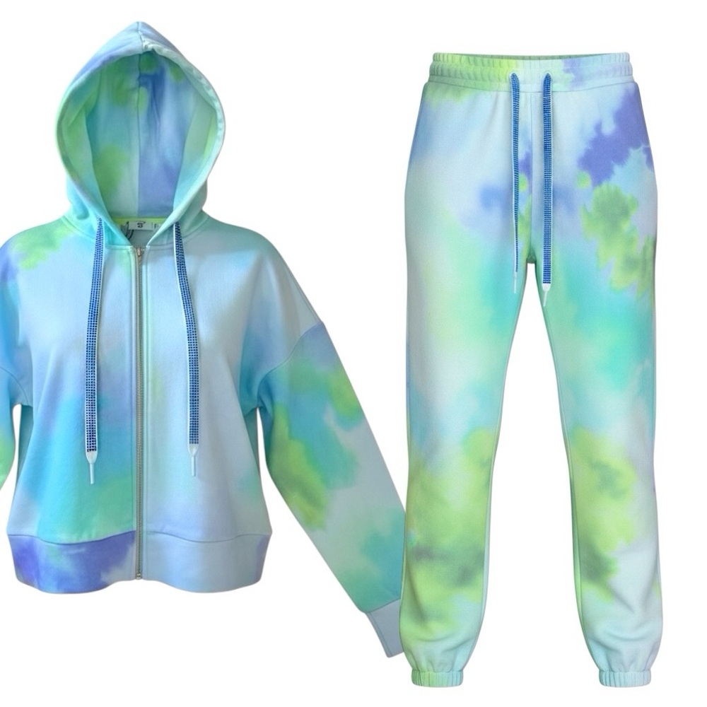Twin-Set Tie-Dye Hoodie & Joggers - Blue, Green, Purple